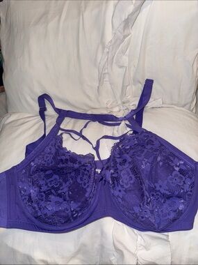 Cacique 46DDD Purple Lace Bra